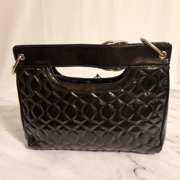 HOBO Gorgeous Black Patent Quilted Pattern Leather Shoulder Bag & Clutch/Handbag - Picture 9 of 11